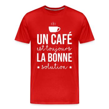 Un café est toujours la bonne solution - T-shirt bio Premium Homme - rouge - Devant - Damien (186cm)