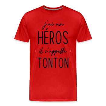 J'ai un héros il s'appelle tonton - T-shirt bio Premium Homme - rouge - Devant - Damien (186cm)