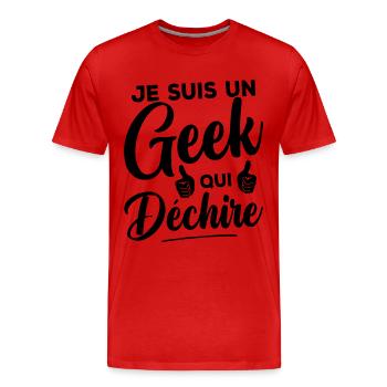 Je suis un geek qui déchire - T-shirt bio Premium Homme - rouge - Devant - Damien (186cm)