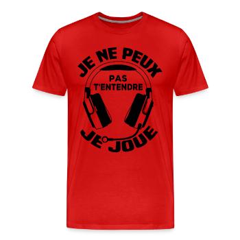 Ich kann dich nicht hören, ich spiele - Männer Premium Bio T-Shirt - Rot - Vorne - Damien (186cm)
