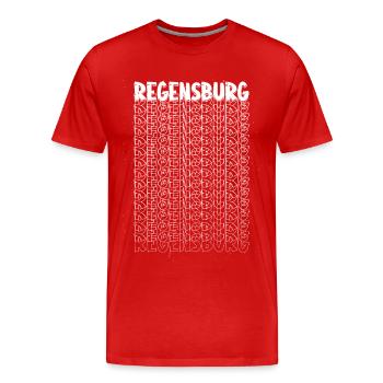 Regensburg Allemagne City Font Skyline - T-shirt bio Premium Homme - rouge - Devant - Damien (186cm)