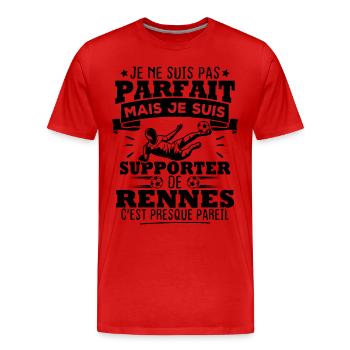 Pas parfait mais je suis supporter de Rennes - T-shirt bio Premium Homme - rouge - Devant - Damien (186cm)