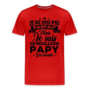 Je ne suis pas parfait meilleur papy du monde - T-shirt bio Premium Homme - rouge - Devant - Damien (186cm)