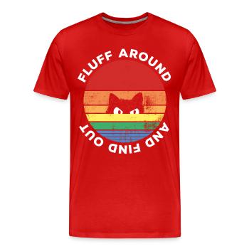 Fluff Around And Find Out Sarcastic Cat Retro - Men's Premium Organic T-Shirt - red - Front - Damien (186cm)