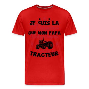 Preuve que mon papa tracteur, Papa agriculteur - T-shirt bio Premium Homme - rouge - Devant - Damien (186cm)