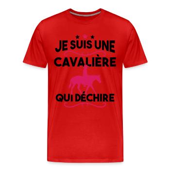 Je suis une cavalière qui déchire - T-shirt bio Premium Homme - rouge - Devant - Damien (186cm)