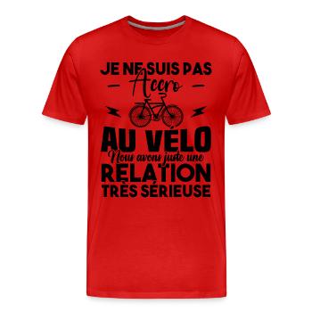 Je ne suis pas accro au vélo - T-shirt bio Premium Homme - rouge - Devant - Damien (186cm)