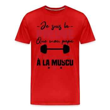 Preuve que mon papa muscu, Papa musclé - T-shirt bio Premium Homme - rouge - Devant - Damien (186cm)