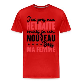 J'ai pris ma retraite - T-shirt bio Premium Homme - rouge - Devant - Damien (186cm)
