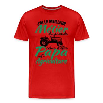 Papa et agriculture - T-shirt bio Premium Homme - rouge - Devant - Damien (186cm)