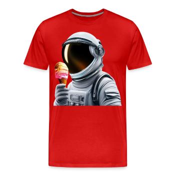 Waffel Eis Astronaut - Männer Premium Bio T-Shirt - Rot - Vorne - Damien (186cm)