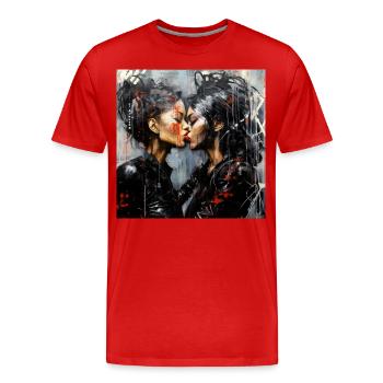 Bad Girls Kiss - Männer Premium Bio T-Shirt - Rot - Vorne - Damien (186cm)