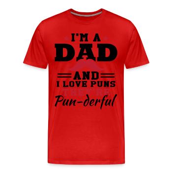 J’adore les jeux de mots | Hommes | Blague de Papa - T-shirt bio Premium Homme - rouge - Devant - Damien (186cm)