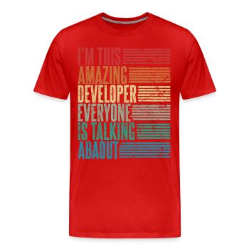Vintage Developer Developer Gift Retro - Men's Premium Organic T-Shirt - red - Front - Damien (186cm)