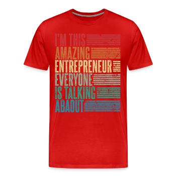 Vintage Entrepreneur Gift Retro - Men's Premium Organic T-Shirt - red - Front - Damien (186cm)