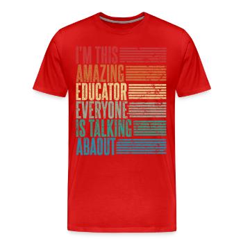 Vintage Educator Educator Gift Retro - Men's Premium Organic T-Shirt - red - Front - Damien (186cm)
