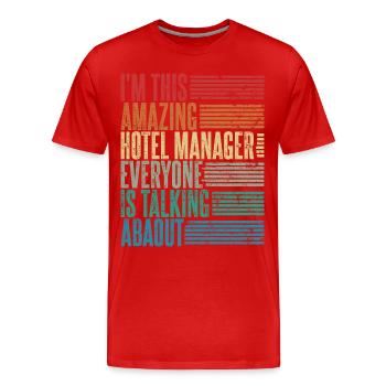 Directeur d’hôtel Directeur d’hôtel Cadeau Rétro - T-shirt bio Premium Homme - rouge - Devant - Damien (186cm)