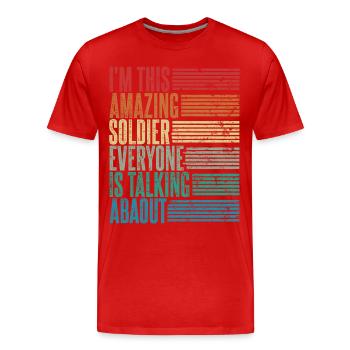 Vintage Soldat Soldat Cadeau Rétro - T-shirt bio Premium Homme - rouge - Devant - Damien (186cm)