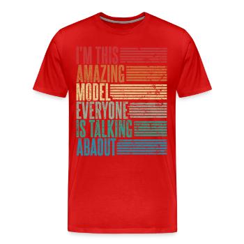 Vintage Mannequin Modèle Cadeau Rétro - T-shirt bio Premium Homme - rouge - Devant - Damien (186cm)