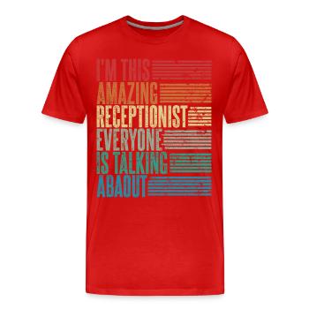 Vintage Rezeptionist Rezeptionistin Geschenk Retro - Männer Premium Bio T-Shirt - Rot - Vorne - Damien (186cm)