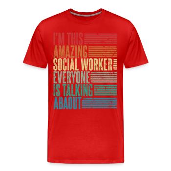 Travailleur social Cadeau de travailleur social Rétro - T-shirt bio Premium Homme - rouge - Devant - Damien (186cm)