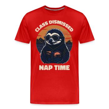 Faultier Retro Lehrer Klasse Entlassen Nickerchen - Männer Premium Bio T-Shirt - Rot - Vorne - Damien (186cm)