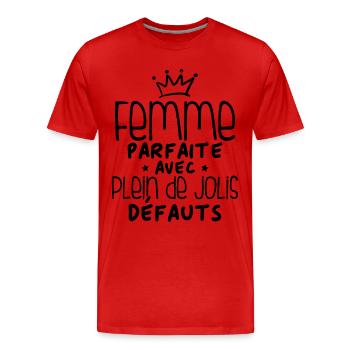 Femme parfaite avec plein de jolis défauts - T-shirt bio Premium Homme - rouge - Devant - Damien (186cm)