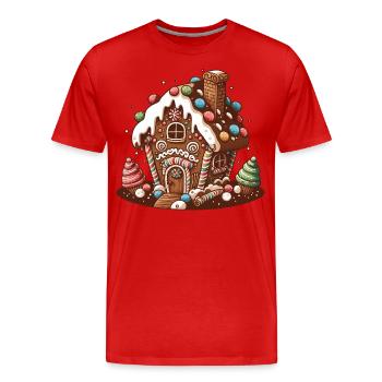 Demeure en pain d’épices sucré - T-shirt bio Premium Homme - rouge - Devant - Damien (186cm)