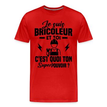 Je suis bricoleur - T-shirt bio Premium Homme - rouge - Devant - Damien (186cm)
