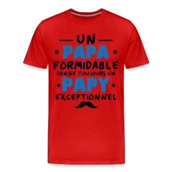 Papa formidable donne toujours papy exceptionnel - T-shirt bio Premium Homme - rouge - Devant - Damien (186cm)