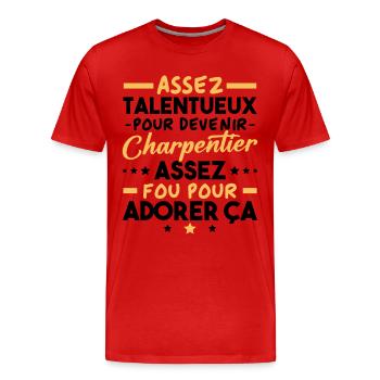 Talentueux futur charpentier passionné - T-shirt bio Premium Homme - rouge - Devant - Damien (186cm)