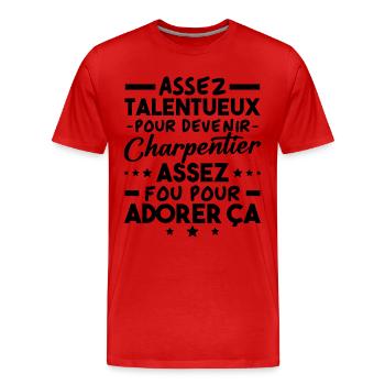 Assez doué pour devenir charpentier - T-shirt bio Premium Homme - rouge - Devant - Damien (186cm)
