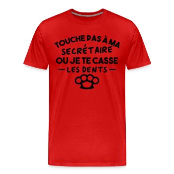 Touche pas à ma secrétaire Houmer Cadeau - T-shirt bio Premium Homme - rouge - Devant - Damien (186cm)