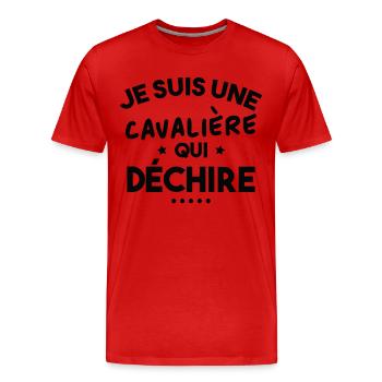Je suis Une cavalière Qui déchire - T-shirt bio Premium Homme - rouge - Devant - Damien (186cm)