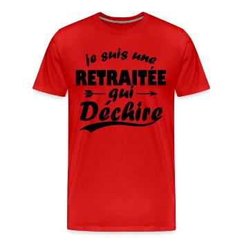 Je suis une retraitée qui déchire - T-shirt bio Premium Homme - rouge - Devant - Damien (186cm)