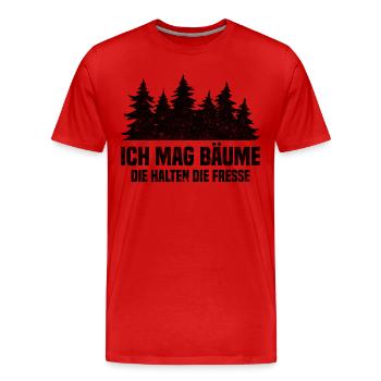 Ich Mag Bäume Die Halten Die Fresse - Männer Premium Bio T-Shirt - Rot - Vorne - Damien (186cm)
