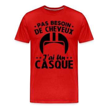 Pas Besoin De Cheveux J ai Un Casque - T-shirt bio Premium Homme - rouge - Devant - Damien (186cm)