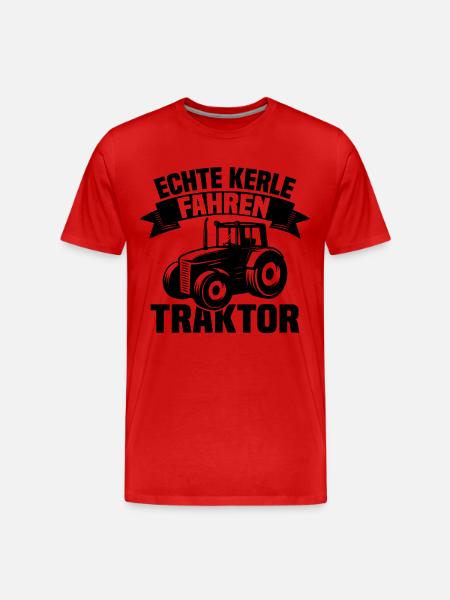 Echte Kerle fahren Traktor - Männer Premium Bio T-Shirt - Rot