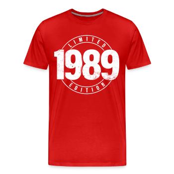 Limited Edition 1989 Year of Birth Urban Birthday - Men's Premium Organic T-Shirt - red - Front - Damien (186cm)
