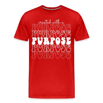 Créé dans un but Groovy verset de la Bible - T-shirt bio Premium Homme - rouge - Devant - Damien (186cm)