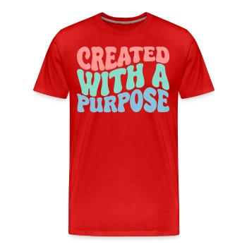 Créé dans un but Groovy verset de la Bible - T-shirt bio Premium Homme - rouge - Devant - Damien (186cm)