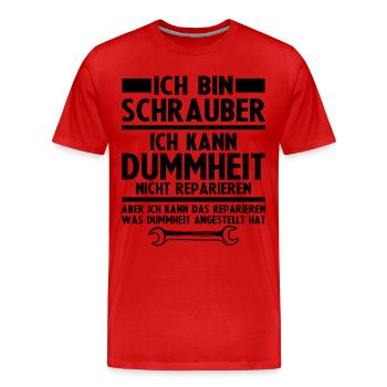 Ich bin schrauber - Männer Premium Bio T-Shirt - Rot - Vorne - Damien (186cm)