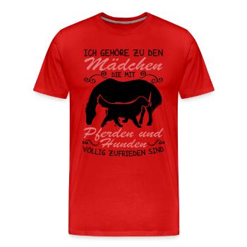 Hunden völlig zufrieden - Männer Premium Bio T-Shirt - Rot - Vorne - Damien (186cm)