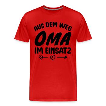 Aus dem weg Oma im einsatz - Männer Premium Bio T-Shirt - Rot - Vorne - Damien (186cm)