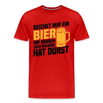 Donne-moi une bière, le voisin a soif - T-shirt bio Premium Homme - rouge - Devant - Damien (186cm)