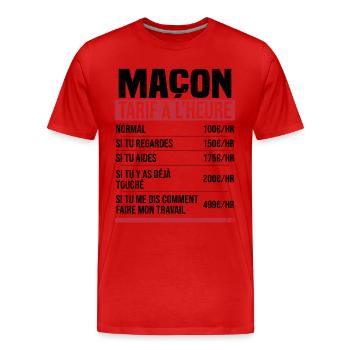 Freimaurer Stundensatz Humor Geschenkidee - Männer Premium Bio T-Shirt - Rot - Vorne - Damien (186cm)