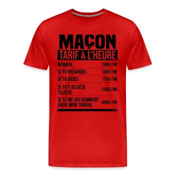 Freimaurer Stundensatz Humor Geschenkidee - Männer Premium Bio T-Shirt - Rot - Vorne - Damien (186cm)