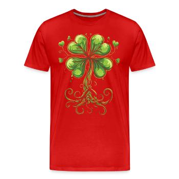 Trèfle irlandais trèfle trèfle symbole de la Saint-Patrick - T-shirt bio Premium Homme - rouge - Devant - Damien (186cm)