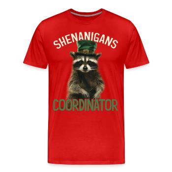 Shenanigans Coordinator Cute Raccoon Funny - Men's Premium Organic T-Shirt - red - Front - Damien (186cm)