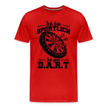Ich bin sportlich Ich Spiel Darts - Männer Premium Bio T-Shirt - Rot - Vorne - Damien (186cm)